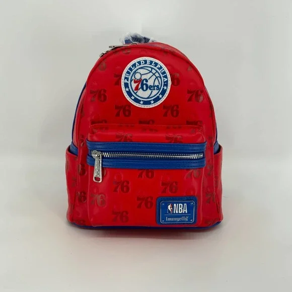 NEW! Loungefly NBA Philadelphia 76ers Debossed Logo Mini Backpack E12 - Picture 2 of 8